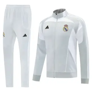 Real Madrid Grey Full Zipper Jacket + Long Pants