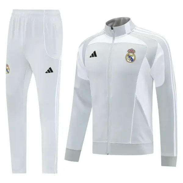 Real Madrid Grey Full Zipper Jacket + Long Pants