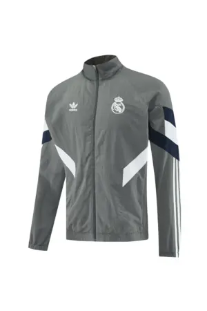 Real Madrid Grey Half Zipper Jacket+Long Pants