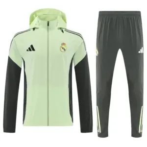 Real Madrid Mint Green Full zipper Jacket Tracksuit+ long pants