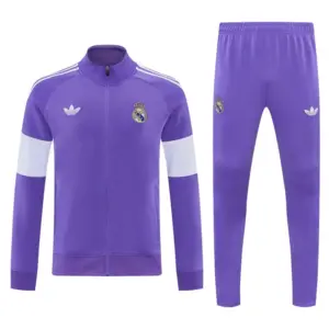 Real Madrid Purple Full Zipper Jacket Tracksuit + Long Pants