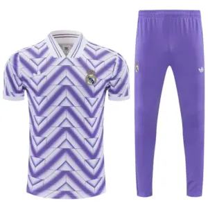 Real Madrid Purple Short Sleeve Tracksuit + Long Pants