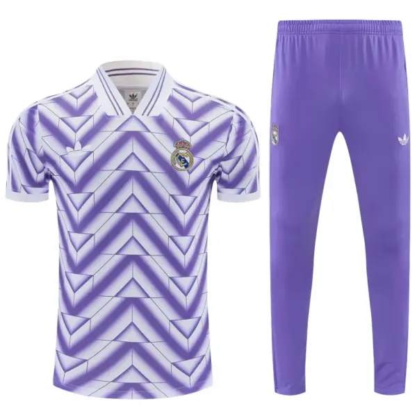 Real Madrid Purple Short Sleeve Tracksuit + Long Pants