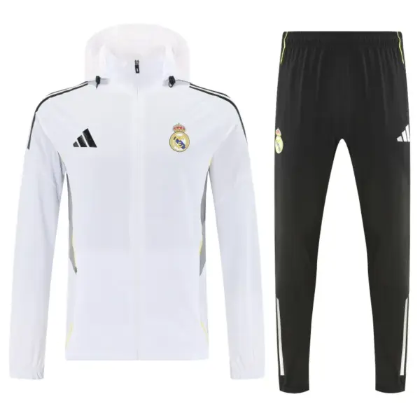 Real Madrid White Full zipper Jacket Tracksuit+ long pants
