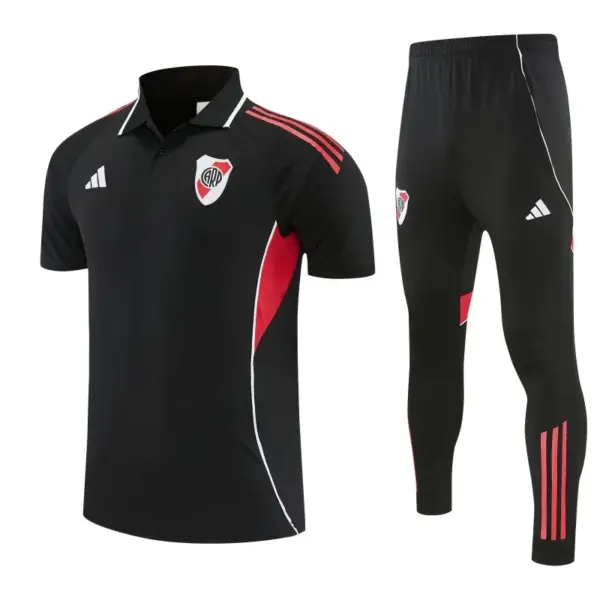 River Plate Black Polo Training Shirt + Long Pants Tracksuit
