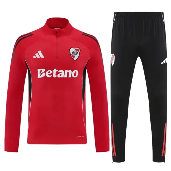 Riverbed Red Half Zipper Jacket Tracksuit + Black Long Pants