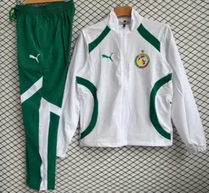 Senegal National Team White with Green Full zipper Jacket Tracksuit+ long pants