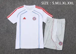 2526 short-sleeved Bayern white retro version (blue edge)-Bayern Munich