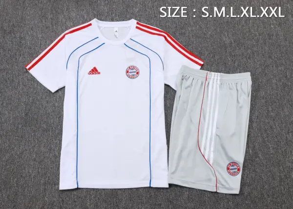 2526 short-sleeved Bayern white retro version (blue edge)-Bayern Munich