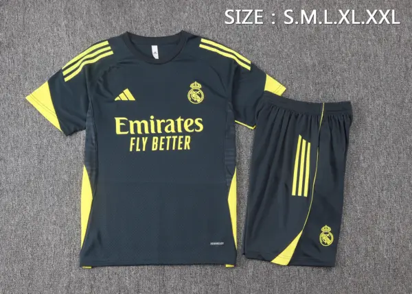 2526 short-sleeved Real Madrid dark gray (with yellow)-Real Madri